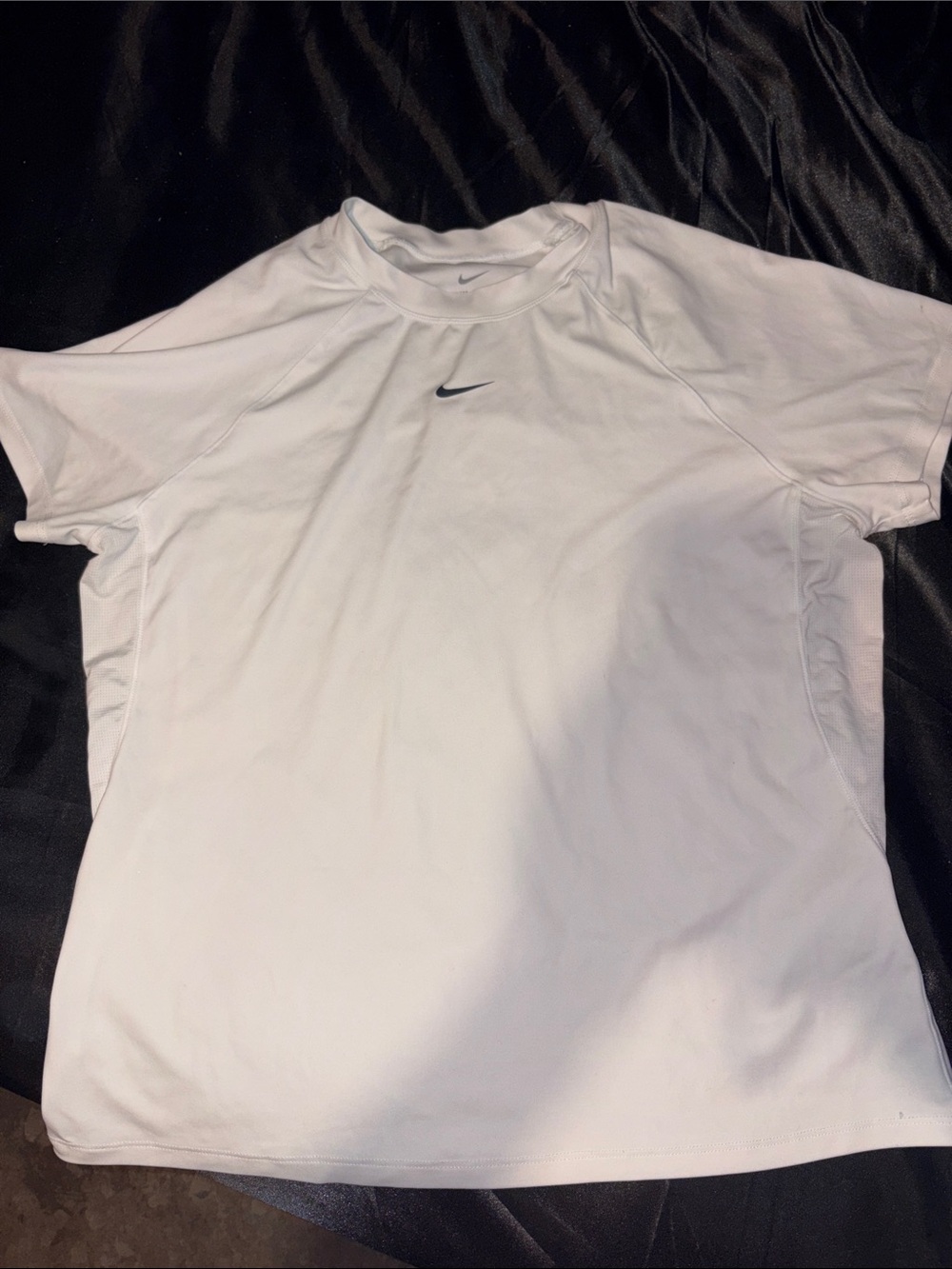 Nike White Short Sleeve Athletic Tee with Black Swoosh